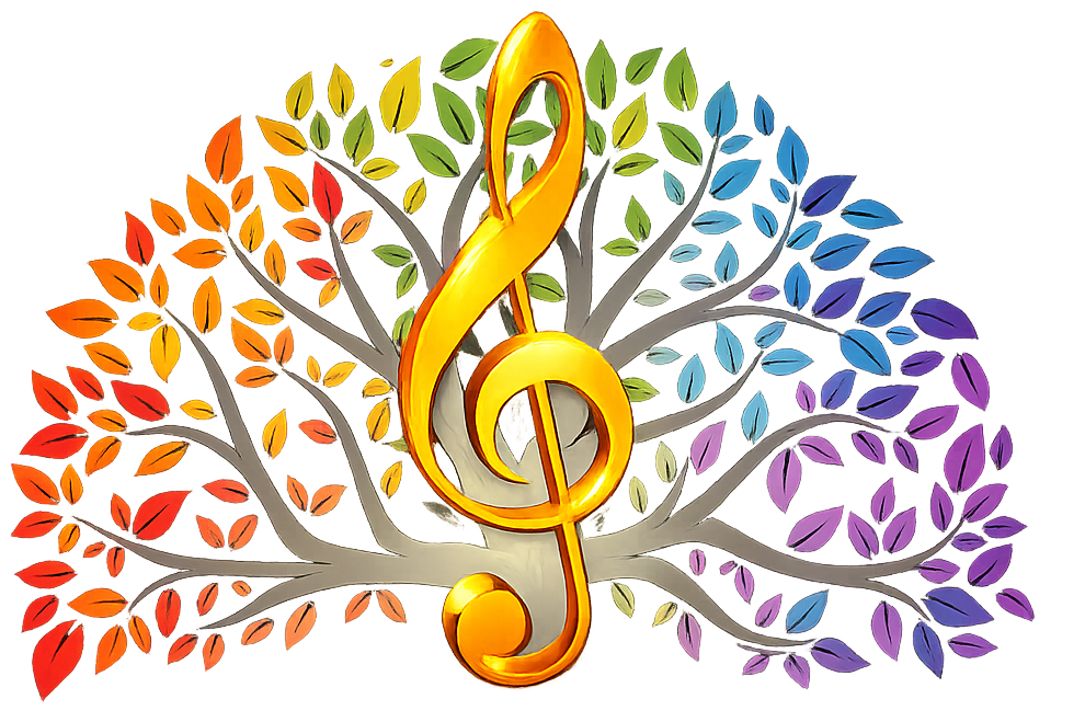 Colorful music-tree emblem